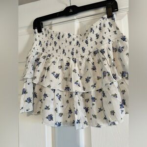 Love Tree White and Blue Floral Skirt
